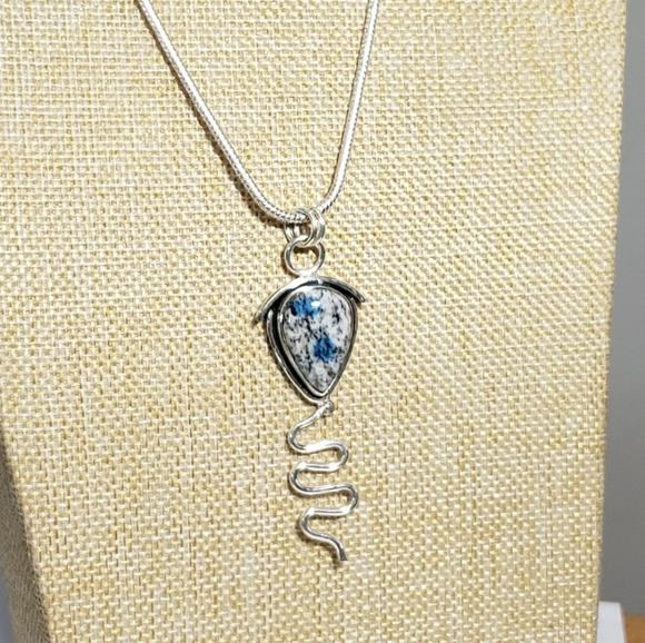 Azurite necklace, 925 silver k2 blue azurite gemstone unisex pendant necklace - Picture 2 of 10